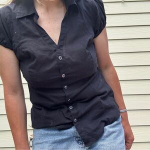 Y2K Guess Cap sleeve button down blouse
